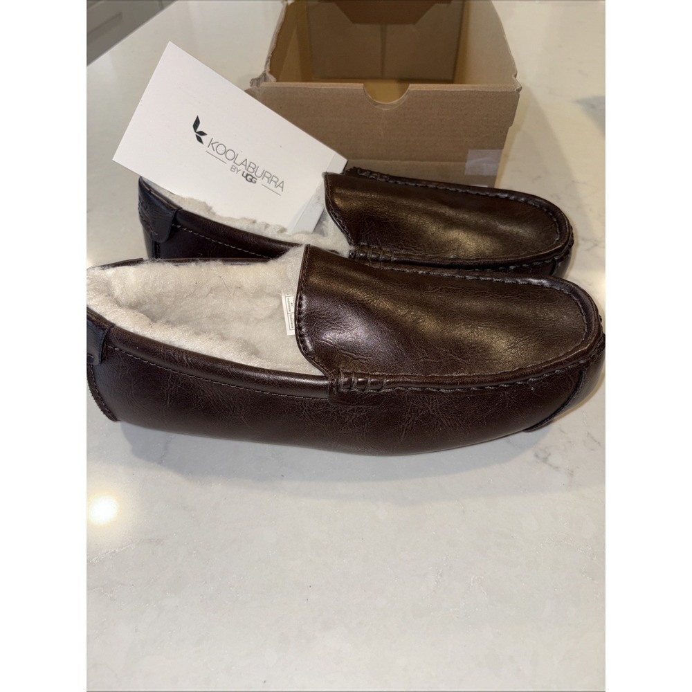 Koolaburra by UGG Tipton Smooth Faux Shearling Lined Slippers Men's 7 Brown New